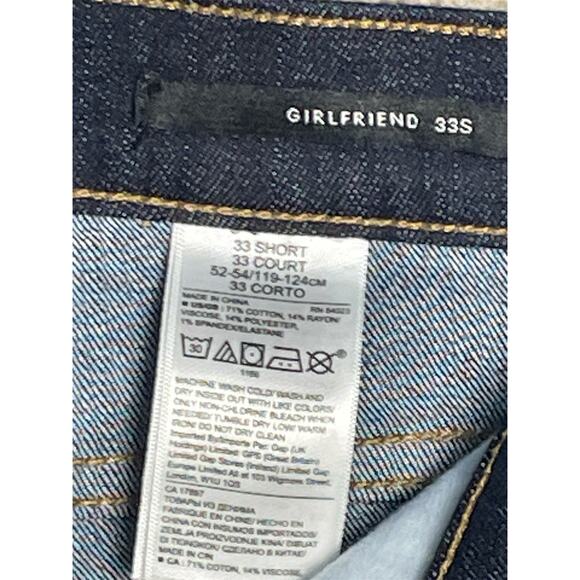 Banana Republic Plus Premium Denim Girlfriend Mid-Rise Dark Wash Jeans Size 33s - Picture 4 of 10